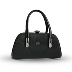 Black Textured Leather Handbag