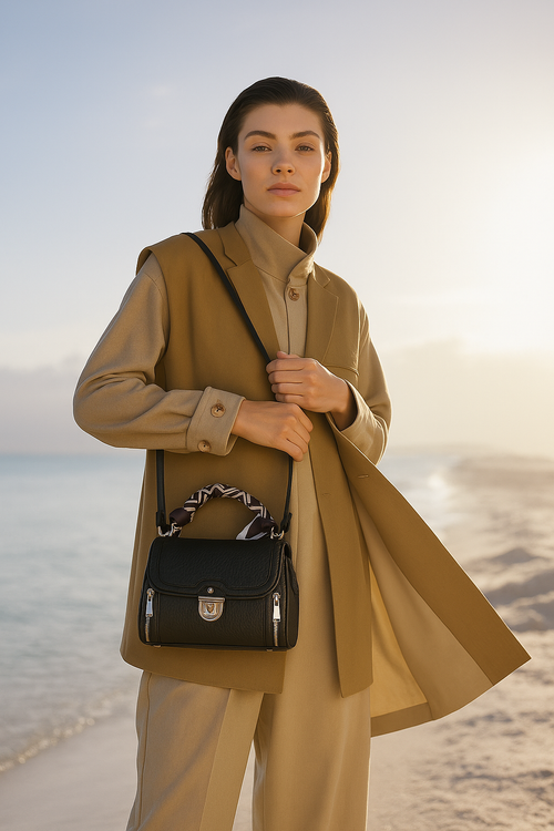 Black Vegan Leather Crossbody Bag