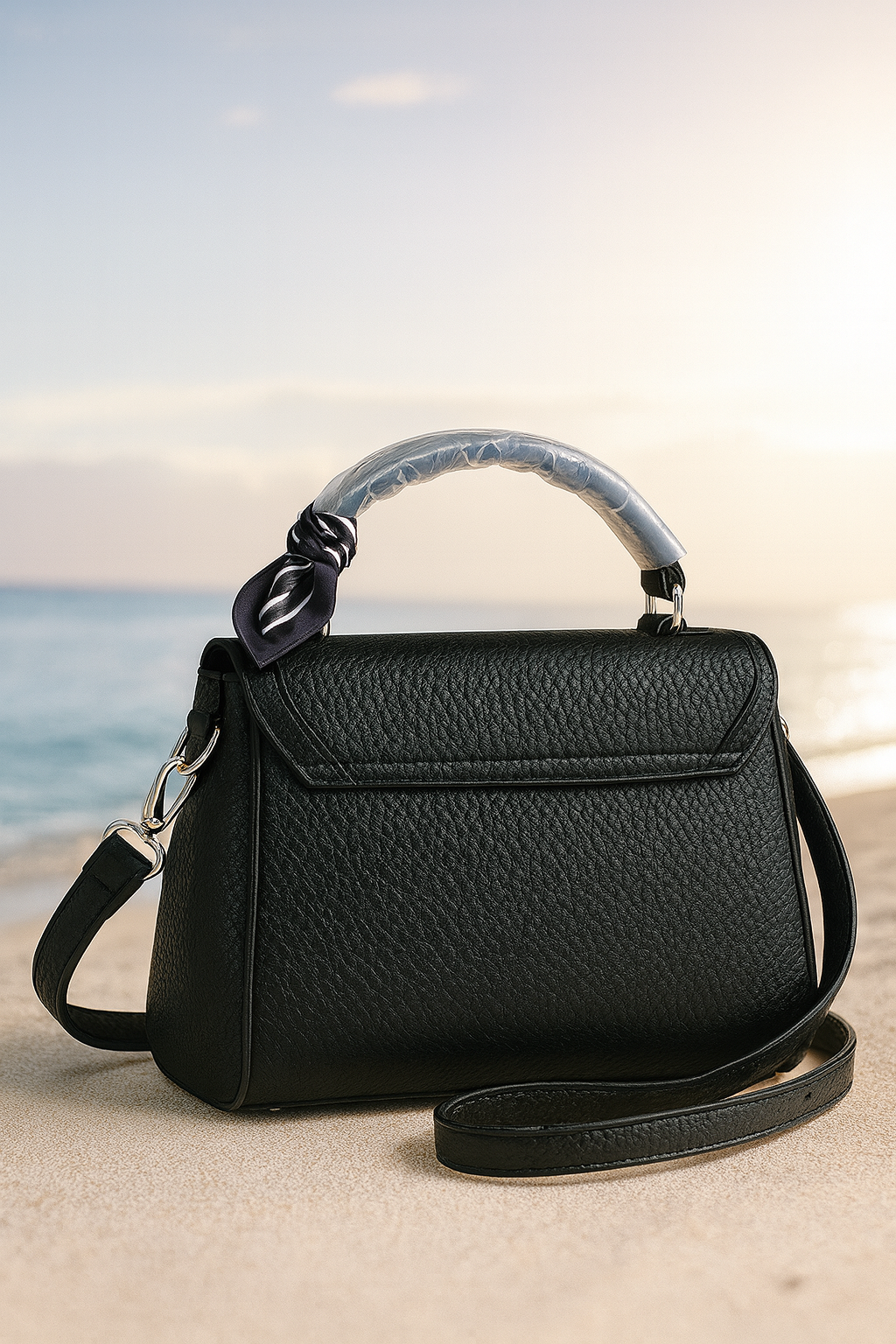 Black Vegan Leather Crossbody Bag