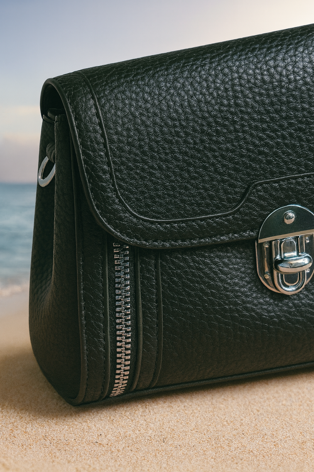 Black Vegan Leather Crossbody Bag