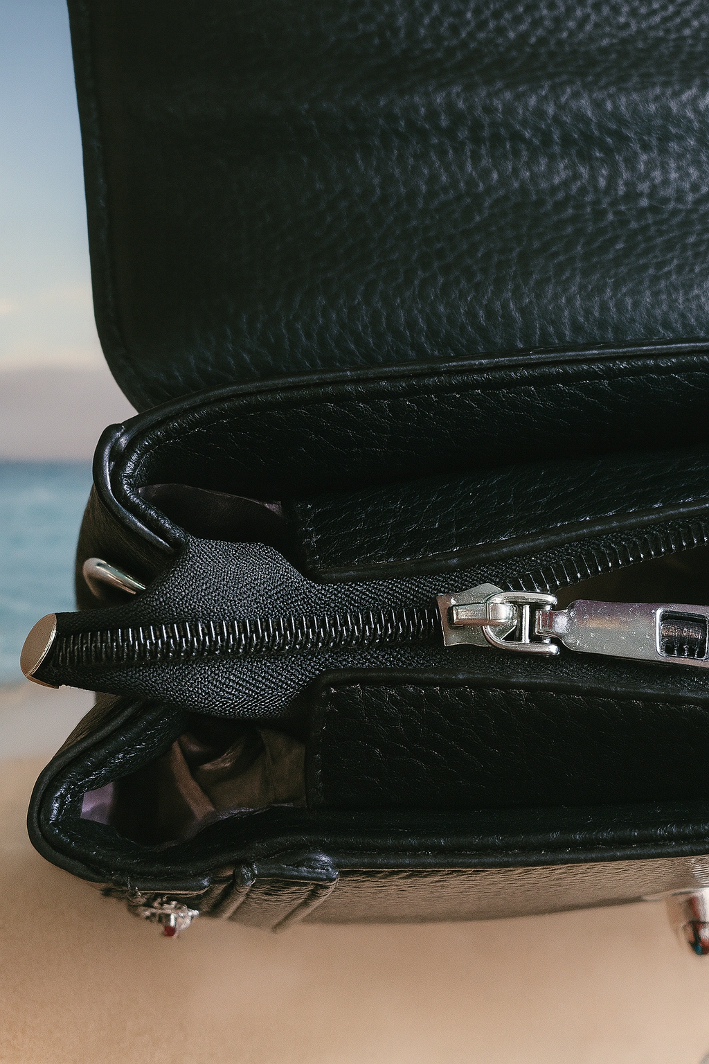 Black Vegan Leather Crossbody Bag