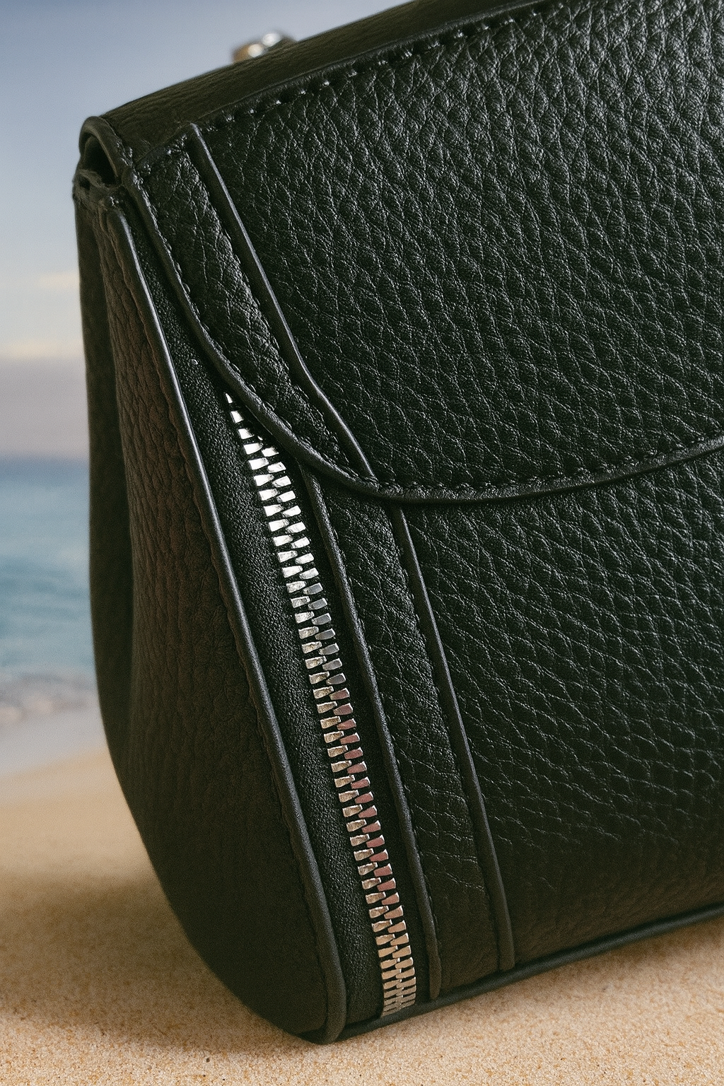 Black Vegan Leather Crossbody Bag