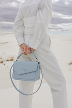 Powder Blue Vegan Leather Crossbody Bag