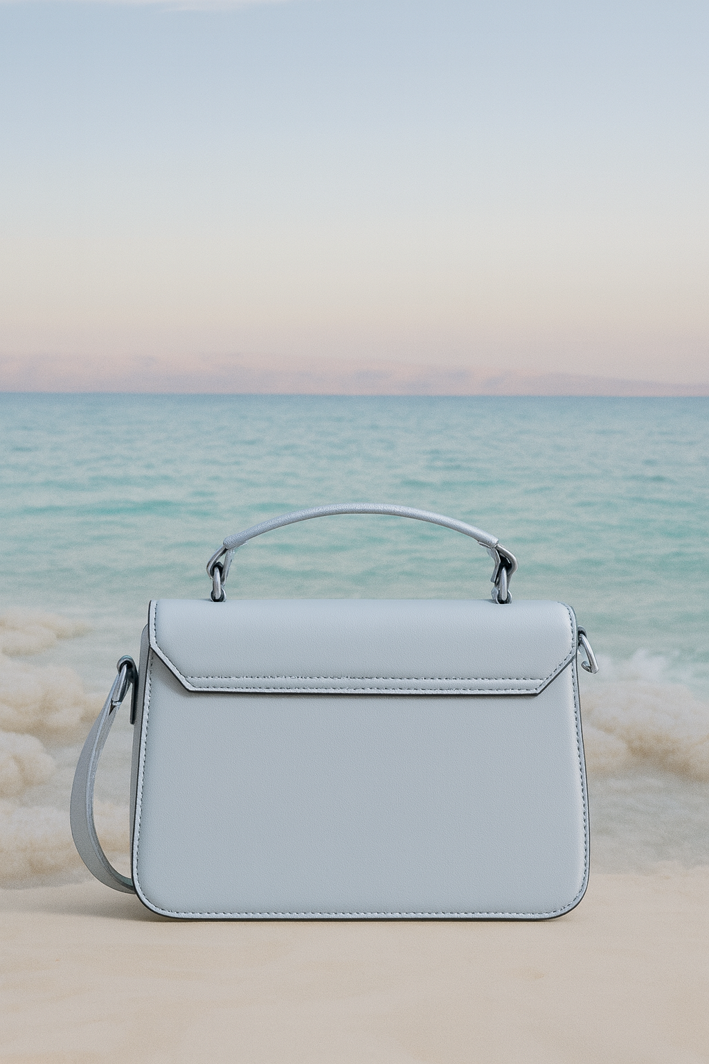 Powder Blue Vegan Leather Crossbody Bag