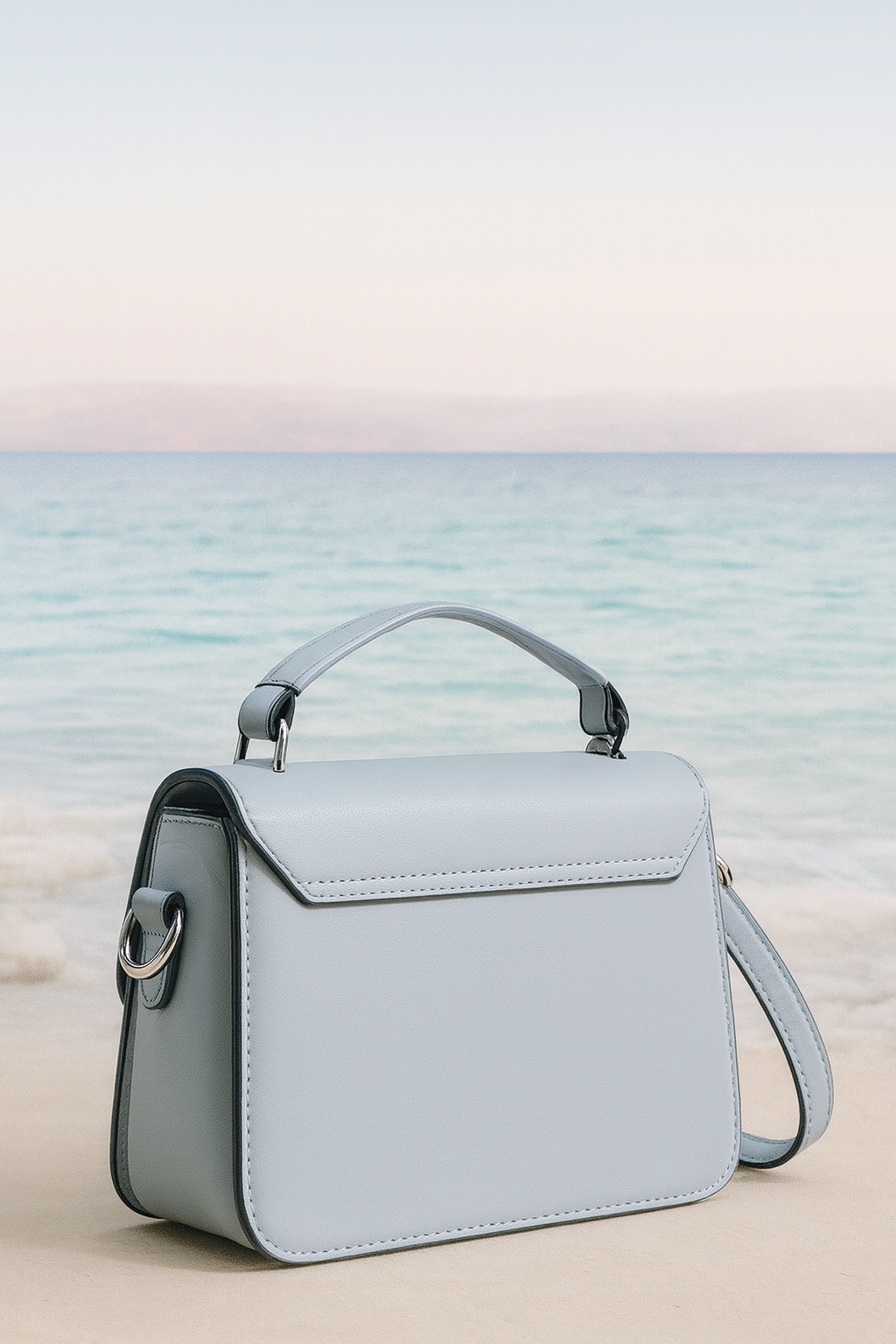 Powder Blue Vegan Leather Crossbody Bag
