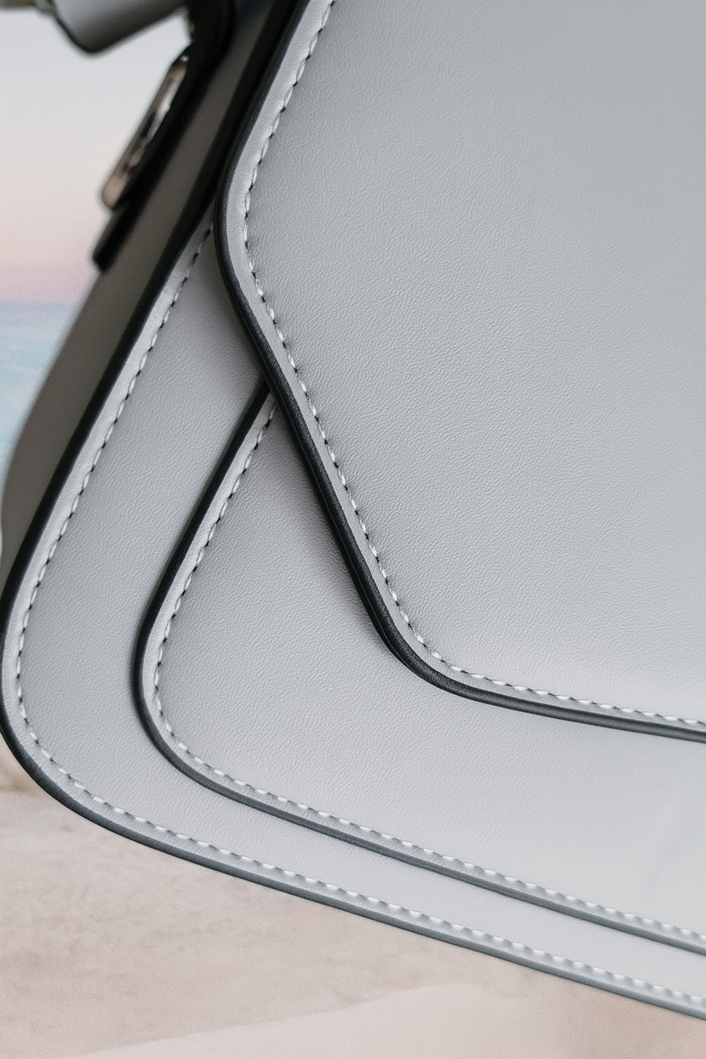 Powder Blue Vegan Leather Crossbody Bag