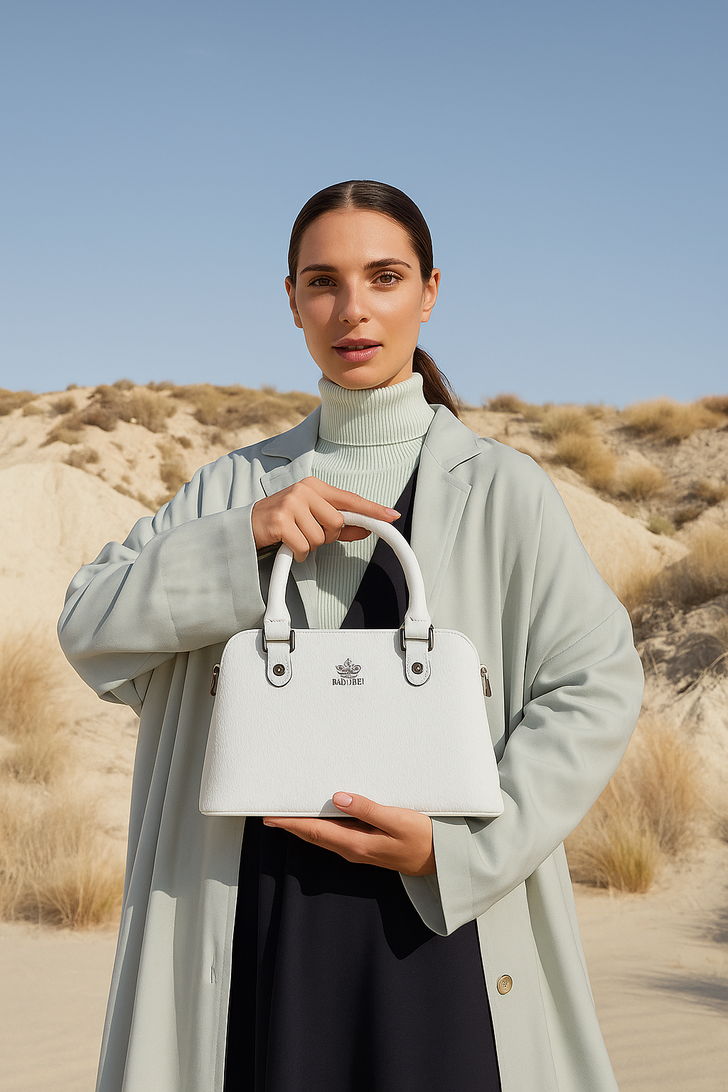 Elegant White Vegan Leather Handbag