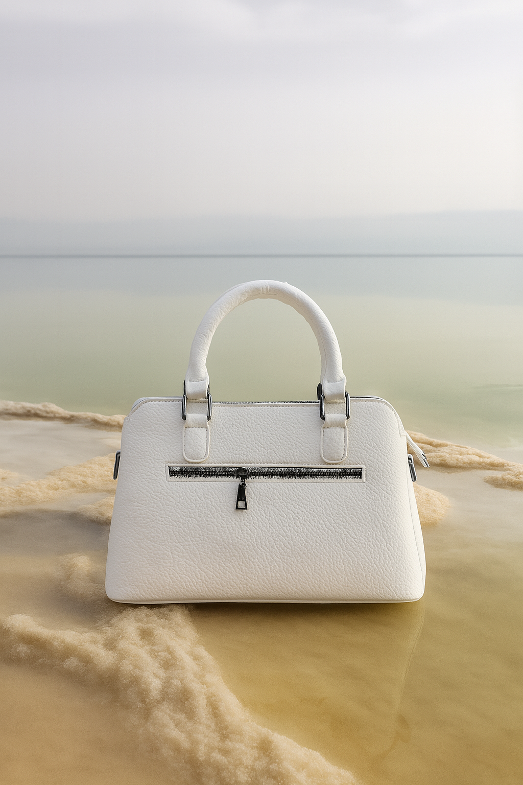 Elegant White Vegan Leather Handbag