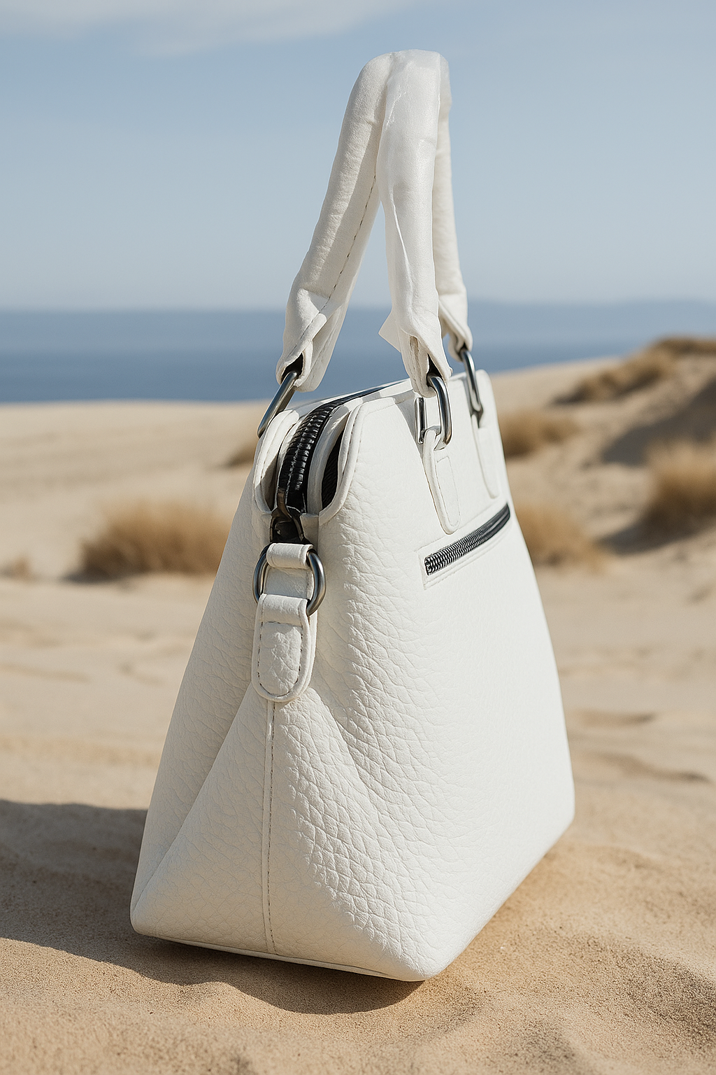 Elegant White Vegan Leather Handbag