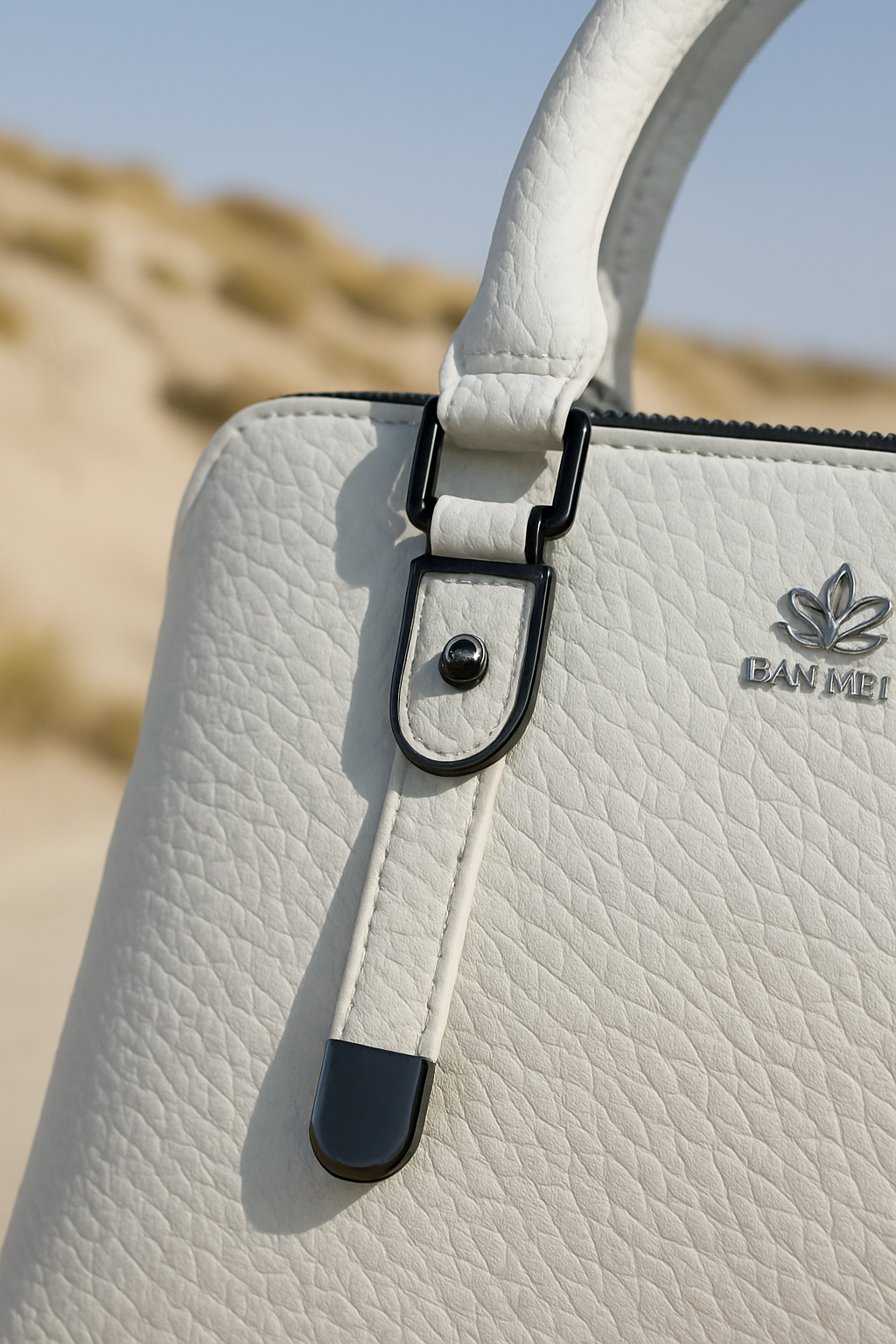 Elegant White Vegan Leather Handbag