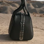 Black Textured Leather Handbag - Image 3