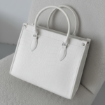 White Crocodile Embossed Leather Handbag - Image 4