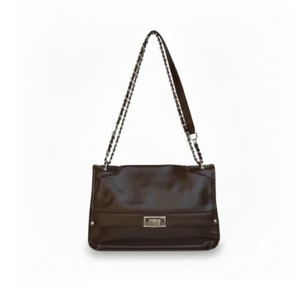 Brown Metallic Chain-Strap handbag