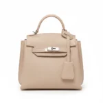 Beige Cowhide Kelly Bag